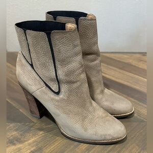 Lucky Brand Womens Maldeev Ankle Boots Booties Tan Leather High Heel Block 10M